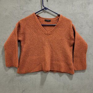 J.CREW Sweater Women's Medium V-neck Merino Wool Alpaca‎ Blend Cropped Luxury